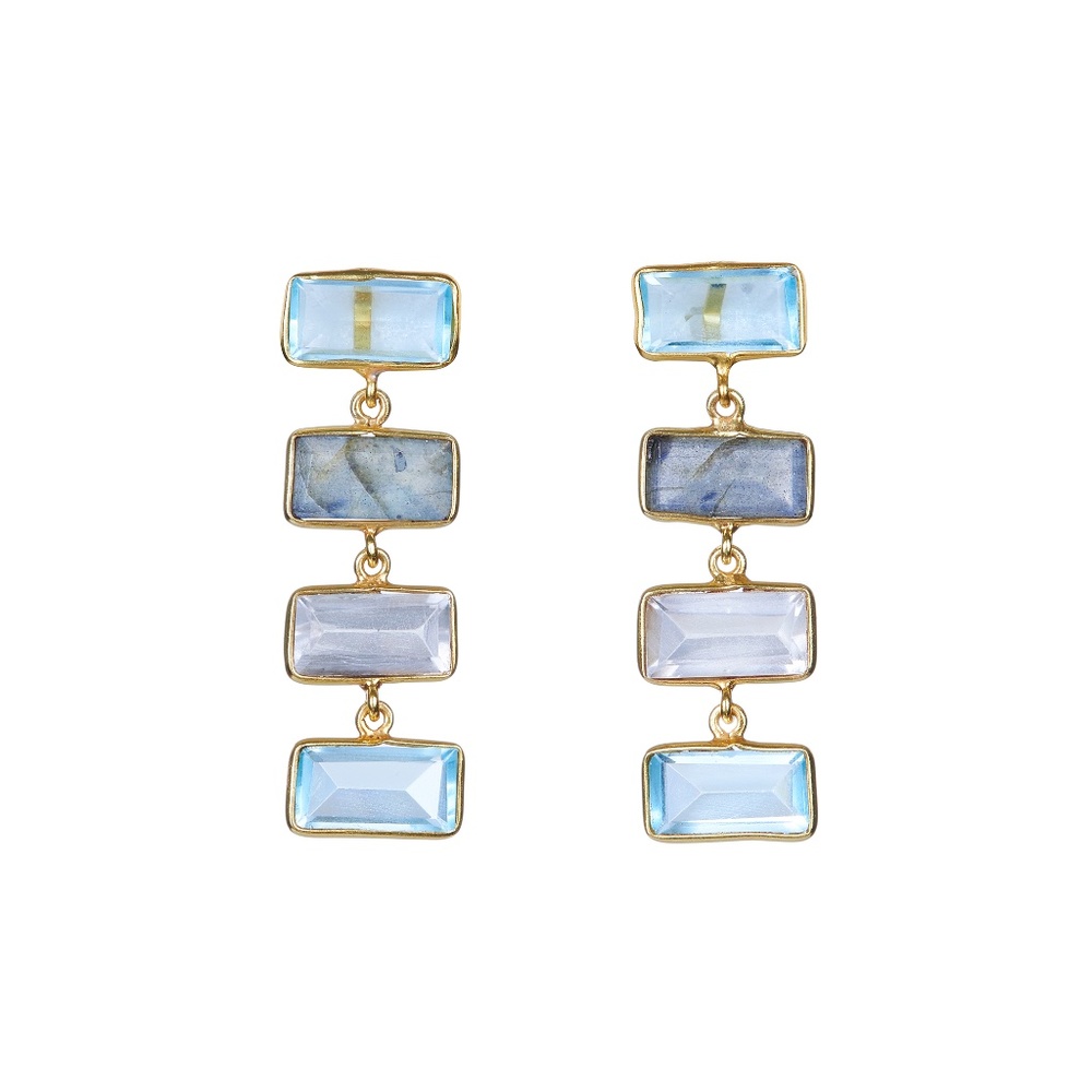 Handcrafted 18K Gold Vermeil Natural Gems Earrings